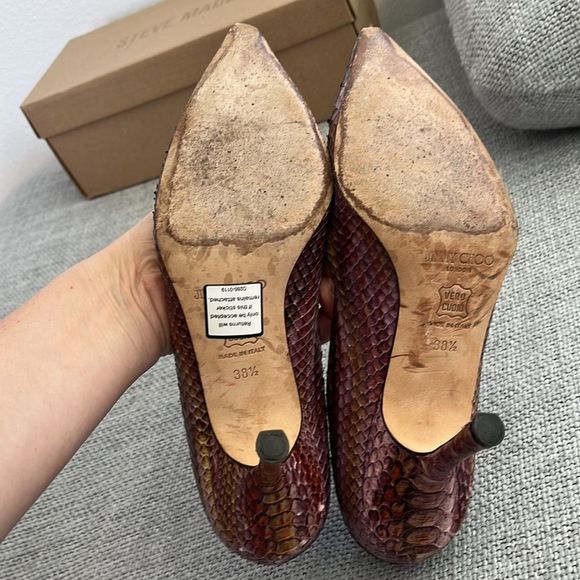 Jimmy Choo Shoes Womens Pink Yellow Snakeskin Pump Heels - fits a 7.5-8 - Picture 4 of 8